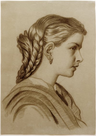 Profile Portrait of a Young Lady Facing Right by Fritz von Uhde